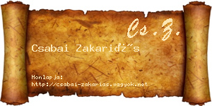 Csabai Zakariás névjegykártya